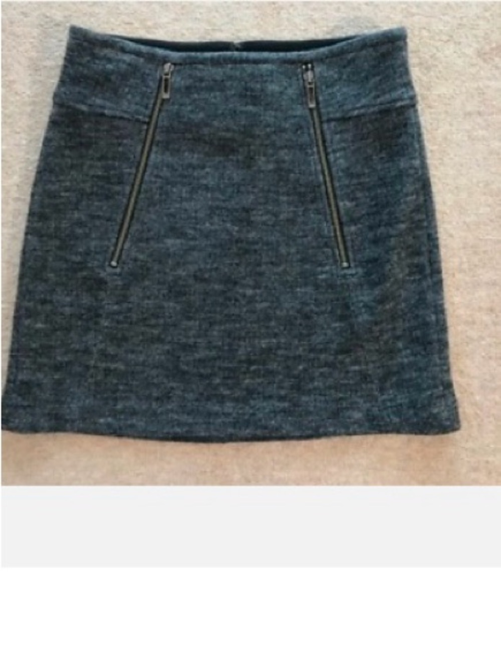Vince Charcoal Wool Mini Skirt with Zipper Details